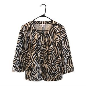 CHARTER CLUB Jacket Leopard Print 3 Button…